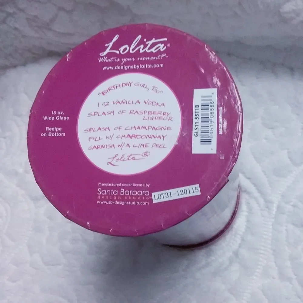 Lolita Wine Glass Birthday Girl Too Cocktail Recipe Hand Painted Green Pink New